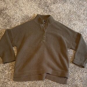 Aerie Brownish Green Fleece Pullover